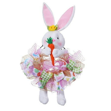 

New Years Sign for Front Door Front Porch Fall Decorations Mansion Wreath Merry Christmas Lighted Window Sign Lighted Garland for Front Door outside Easter Party Decoration Rabbit Wreath Cartoon