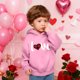 thumbnail image 5 of Sudadera con capucha y estampado de corazón de San Valentín, sudadera de manga larga para niños y niñas, chaqueta para niñas de talla mediana y grande., 5 of 7