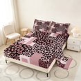 thumbnail image 2 of Manfei Leopard Patchwork Bed Sheets, Cheetah Print Fuul Size Sheets, Pink and Black, Pink Reversible 4 Pieces1 Flat Sheet + 1 Fitted Sheet + 2 Pillowcases, 2 of 6