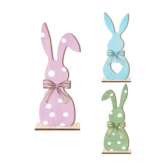Easter Bunny Decorations for Table 2 Pack Wooden Tabletop Decorations for Home Easter Decor Multicolor 5.12 in