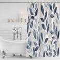 thumbnail image 4 of Navy Blue Botanical Waterproof Fabric Shower Curtain,Pastoral Spring Leaves Watercolor Waterproof Fabric Shower Curtain for Bathroom Curtains Bathtubs Hotel Shower Curtains with 12 Hooks Long 72x78in, 4 of 8