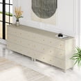 thumbnail image 3 of WAMPAT Set of 2 Wooden Dressers with 12 Drawers for Bedroom, 2-In-1 Extra Wide Chest of Drawers, 94.4" Beige Modern Storage Organizer Units for Closet, Living Room, Hallway, Nursery, 3 of 7
