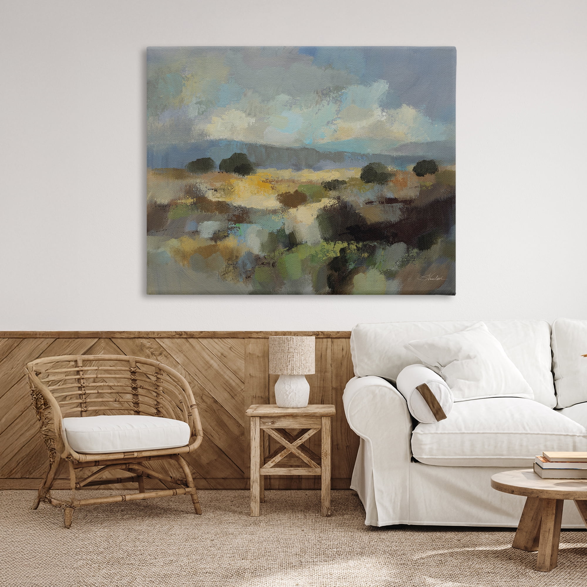 Stupell Industries Muted Blue Landscape with Clouds Canvas Wall Art, design by Silvia Vassileva