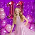 thumbnail image 2 of Sm:)e 2-Pack Light Bright Blinking Purple Foil Fringe Curtains for Events - Birthday, Wedding, Graduation, Christmas, Baby Shower, various festivals Decor Photo Booth Fun!, 2 of 5