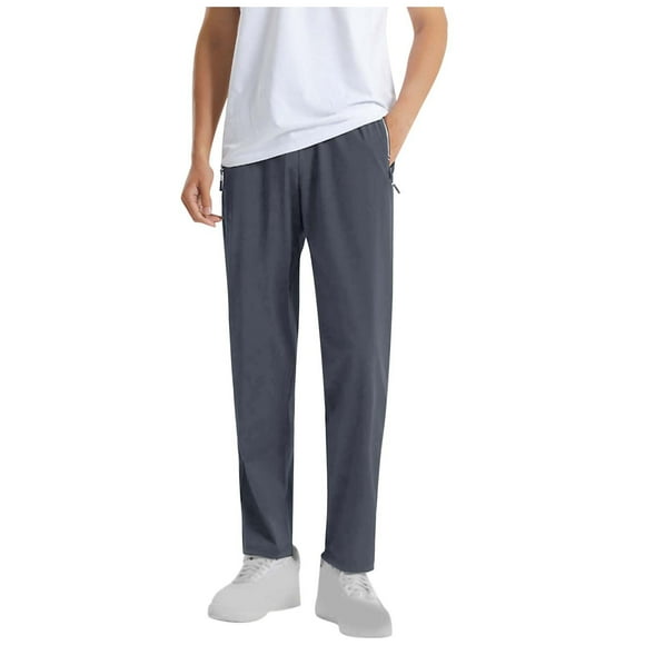 WEAIXIMIUNG Insulated Work Pants Men Men's Fashionable Drawstring Elastic Pants Casual Ice Silk Elastic Straight Leg Pants Jogging Sports