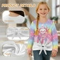 thumbnail image 6 of Xoenoiee Axolotl Candy Forest Snowflake Print Girls Long Sleeve Tops Tunic Christmas Casual Loose T-Shirt Fall Clothes Drop Shoulder Pullover with Tie Front, 7-8 Years, 6 of 7