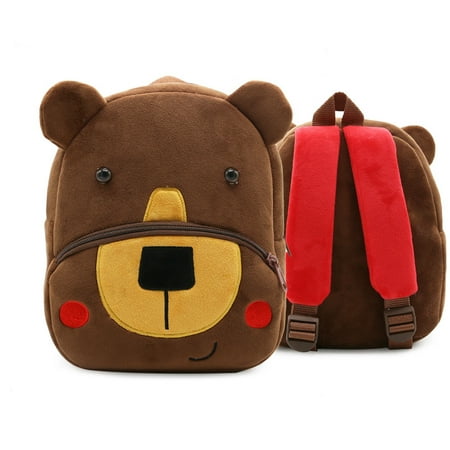Fymall Children Toddler Preschool Plush Animal Cartoon Backpack,Kids Travel Lunch Bags, Cute Coffee bear Design for 2-4 Years (Best Backpack For 5 Year Old)