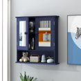 thumbnail image 5 of Taohfe Botiquín Azul Botiquines Para Baño Con Espejo 2 Puertas 3 Estantes Abiertos Gabinete De Baño Montado En La Pared Gabinete De Almacenamiento De Baño De Madera Sobre Inodoro Gabinete De Baño Lava, 5 of 5