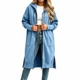 thumbnail image 3 of QIYAGBSA Hoodies for Women Long Zip Up Hooded Sweatshirt Side Slits with Pockets Casual Fall (Light Blue, M), 3 of 6