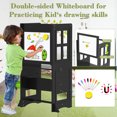 thumbnail image 5 of BueDeHai 4 in 1 Kitchen Toddler Step Stool, Wooden Kitchen Toddler Tower with Whiteboard and Safety Rail, Adjustable-Height for Kitchen Counter Bathroom Sink, 5 of 9