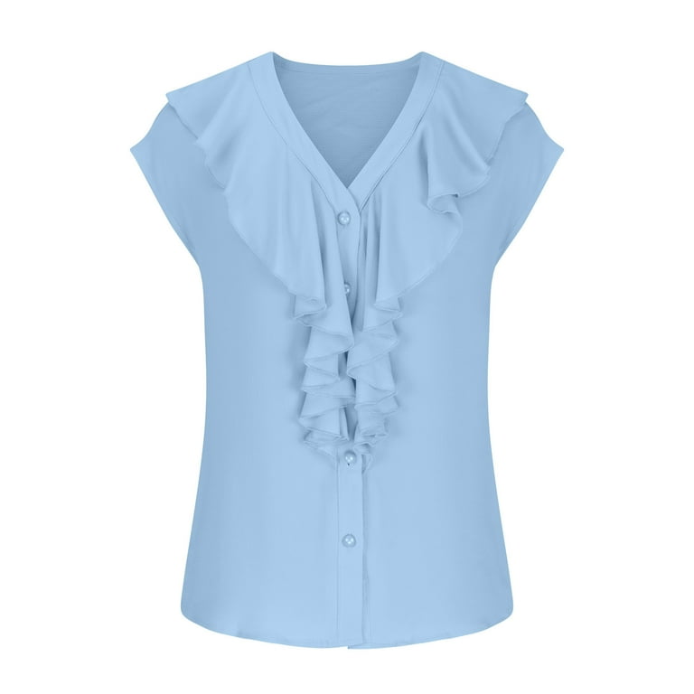 【Audire】ruffle sleeve blouse (Blue)/M Audire ruffle sleeve blouse (Blue)