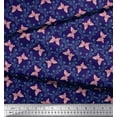 thumbnail image 3 of Soimoi Blue Moss Georgette Fabric Flower & Butterfly Decor Fabric Printed BTY 42 Inch Wide, 3 of 3
