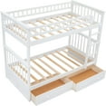 thumbnail image 4 of Bunk Bed with Storage Drawers, Wood Storage Bunk Bed Frame, Solid Wood bunks beds with Ladders and Two Storage Drawers, 4 of 7