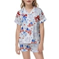 thumbnail image 2 of Kids 4th of July Print Pajama Set, Button Down Short Sleeve Top and Elastic Waist Shorts Sleepwear for Boys and Girls, Independence Day Loungewear(Red1,4-5 Years), 2 of 3