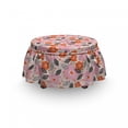 thumbnail image 3 of Floral Ottoman Cover, Flowers in Halftone Pattern, 2 Piece Slipcover Set with Ruffle Skirt for Square Round Cube Footstool Decorative Home Accent, Standard Size, Eggshell and Multicolor, by Ambesonne, 3 of 5