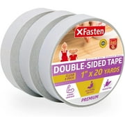 XFasten Double Sided Tape Clear, Removable, 1-Inch by 20-Yards, Pack of 3 Ideal as a Gift Wrap Tape, Holding Carpets, and Woodworking