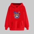 thumbnail image 2 of VBTAPA Women's Mardi Gras Sweatshirt Novelty Mask Graphic Hoodies Tuesday Carnival Parade Party Pullover Tops with Kangaroo Pocket Red M, 2 of 6