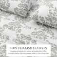 thumbnail image 2 of Great Bay Home Winter Floral Flannel Sheet Set - 100% Turkish Cotton - Double Brushed - California King, Toile - Grey, 2 of 6