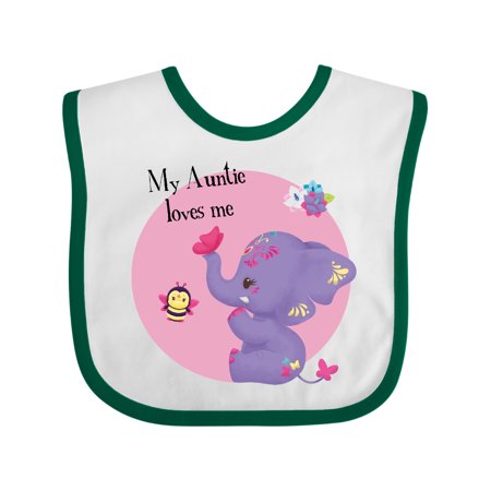 

Inktastic Auntie Loves Me Pink Purple Elephant Cute Gift Baby Girl Bib