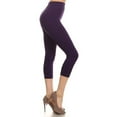 thumbnail image 4 of Women Capri Strechy Leggings Tights Slimming Seamless Pants, Purple, One Size, 4 of 4