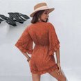 thumbnail image 5 of Conjunto Corto para las Mujeres Impreso Trompeta Mangas Cuello en V Cintura Alta Mono, Monos de Mujer Casual, 5 of 5