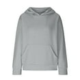 thumbnail image 2 of JTSRKL Kids Boys Girls Waffle Knitted Tops Cute Long Sleeve Casual Solid Color Athletic Hooded Pullover Sweatshirts Trendy Spring Lightweight Comfy Hoodie T-Shirts with Pockets Gray 9-10 Years, 2 of 3