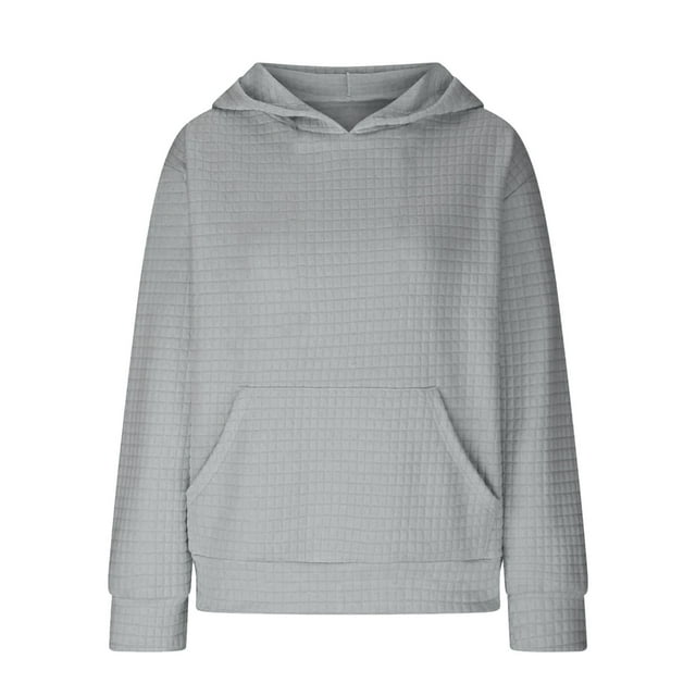 Chandail en Molleton pour Filles Adolescentes à Capuche en Maille Gaufrée Manches Longues Décontracté Mignon