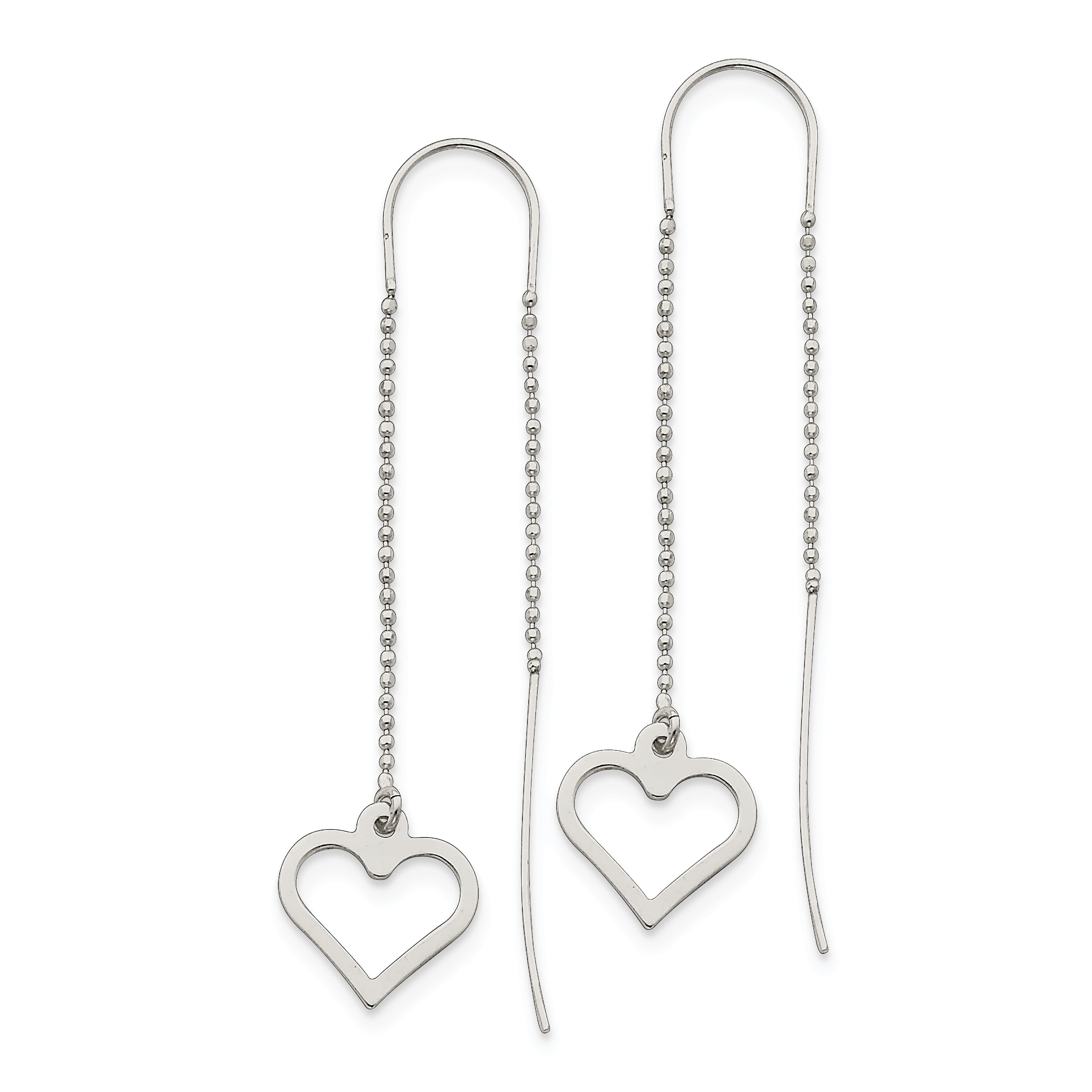 Primal Silver Sterling Silver Heart Threader Earrings