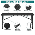 thumbnail image 3 of HONGGE 5 ft Folding Table with Carry Handle Plastic Foldable Table for Indoor Outdoor Use, Picnics, Parties, BBQs - Black, 3 of 7