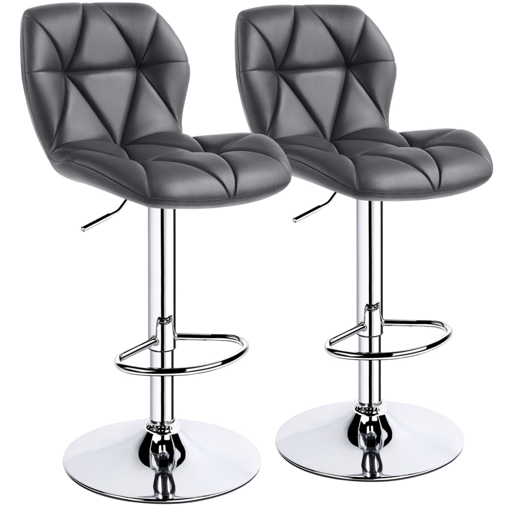 Set of 2 Bar Stools Leather Modern Hydraulic Swivel Dinning Chair Pair Barstools 