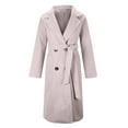 thumbnail image 6 of RYDCOT Wool Overcoat Women Plus Size Winter Double Breasted Wool Blend Coat Casual Long Pea Trench Coat Jackets with Pockets Outwear, 6 of 7