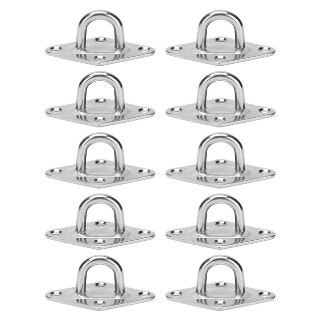 10 piezas de placa de ojo de acero inoxidable 316, almohadilla de suspensión resistente, ganchos para hamaca, hebilla fija marina, diámetro de 5 mm