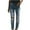 Blue, variant on LLYwey Casual Pants For Women Fashion Women Pockets Button Mid Waist Skinny Ripped Jeans Trousers Hole Pants Female Motorcycle Pants Long Pant Style H1657 Blue L