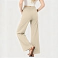 thumbnail image 5 of KIHOUT Women High Waisted Straight Leg Pants with Double Layer 4 Way Stretch Elastic Waistband Side Pockets Solid Color Casual Workwear Trousers, 5 of 5