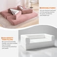 thumbnail image 4 of Modular Convertible Sofa Bed – 78.8" Oversized Sleeper Futon with Adjustable Armrests, 2 Pillows, Soft Corduroy, No Assembly, Collapsible Couch for Living Room, Bedroom, Apartment – Corduroy | Pink, 4 of 8