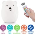 thumbnail image 3 of Luz de noche de oso gigante para niños, linda lámpara de guardería para bebés y niños pequeños, lámpara LED de silicona, control remoto, decoración kawaii, batería recargable por USB, 9 colores dispon, 3 of 5