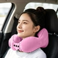 thumbnail image 4 of Press - to - Inflate Inflatable U - Shaped Neck Pillow, Portable Waterproof Travel Support Cushion, Firm Breathable Cozy PVC Material for Travel Office Rest,Pink, 4 of 6