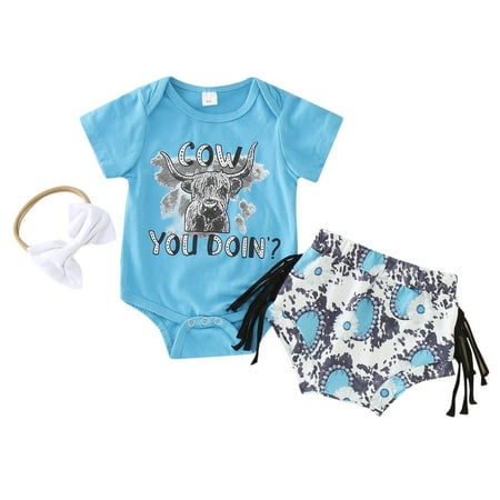 

KI-8jcuD Shorts For Toddler Girls Toddler Girls Summer Short Sleeve Cow Letter Prints Romper Shorts With Headband 3Pcs Outfits Clothes Set Blue Fir Girl Jumper Outfits For Teens Baby Blanket Outfit