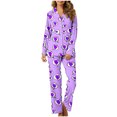 thumbnail image 2 of MIUOWANP Womens Big and Tall Pajama Sets Women's Valentine's Day Printed Pajama Set For Daily Home Wear With Pocket Purple XXL, 2 of 5