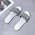 thumbnail image 5 of Mepaouo Women's Rhinestone Flat Sandals Round Open Toe Sequin Band Slide Summer Dressy Shoe Size 7.5, 5 of 5