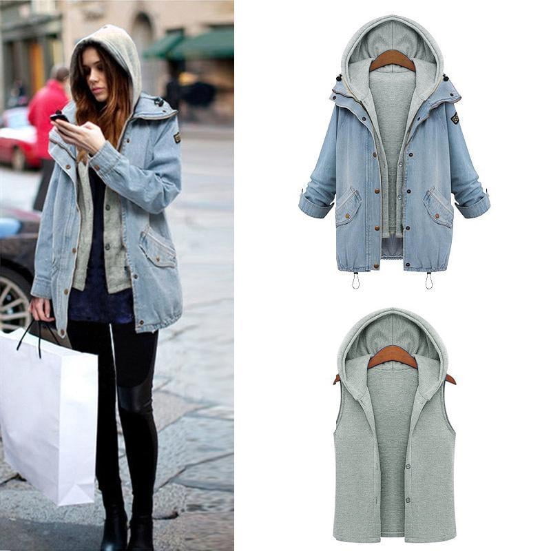 hooded denim jacket womens