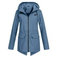 thumbnail image 1 of LSLJS Veste Décontractée pour Femmes, Extérieure, Grande Taille, à Capuche, Coupe-Vent, Ample (Bleu Foncé, TG), 1 of 3