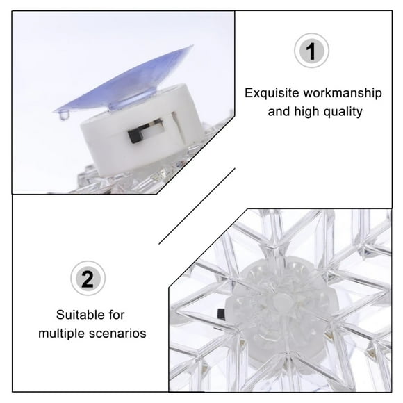 5PCS Snowflake Window Lights With Suction Cup Colourful LED Snowflake Lights For Christmas Party Window Wall Decoration