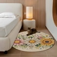 thumbnail image 2 of Round Rugs 4Ft, Vintage Daisy Floral Round Area Rug Washable Indoor Throw Carpet, Spring Flowers Botanical Leaves Rustic Soft Non Slip Circle Rug for Kitchen Nursery Room Home Decor Aesthetic, 2 of 8