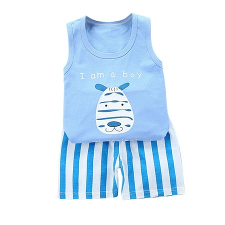 

IROINNID Toddler Kids 2PCS Outfits Fashion Cute Cartoon Print Sleeveless Tank Top With Comfy Shorts Suit