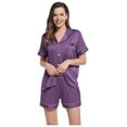 thumbnail image 6 of Cooling Pajamas Shorts Set Lightweight Button Down Women Summer Ultra Soft Stretchy Silk Sleepwear, 6 of 7