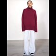 thumbnail image 4 of Suéter de Mujer, Jersey de Punto Grueso de Larga con Dobladillo Alto y Bajo, Jersey Básico de Moda para Otoño e Invierno Vino Tinto M, 4 of 9