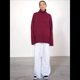 thumbnail image 4 of Suéter de Mujer, Jersey de Punto Grueso de Larga con Dobladillo Alto y Bajo, Jersey Básico de Moda para Otoño e Invierno Vino Tinto M, 4 of 9