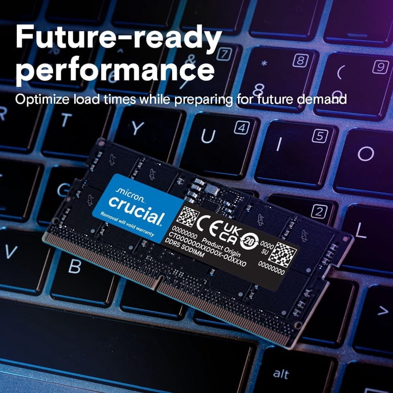 Crucial 32GB DDR5 4800 (PC4 38400) SO-DIMM Laptop RAM Stick Model