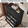 thumbnail image 3 of Joaxswe 5 Drawer Dresser for Bedroom, Tall Wood Dresser with Large Drawer & Delicate Handles for Closet, Living Room, Hallway, Black, 3 of 9